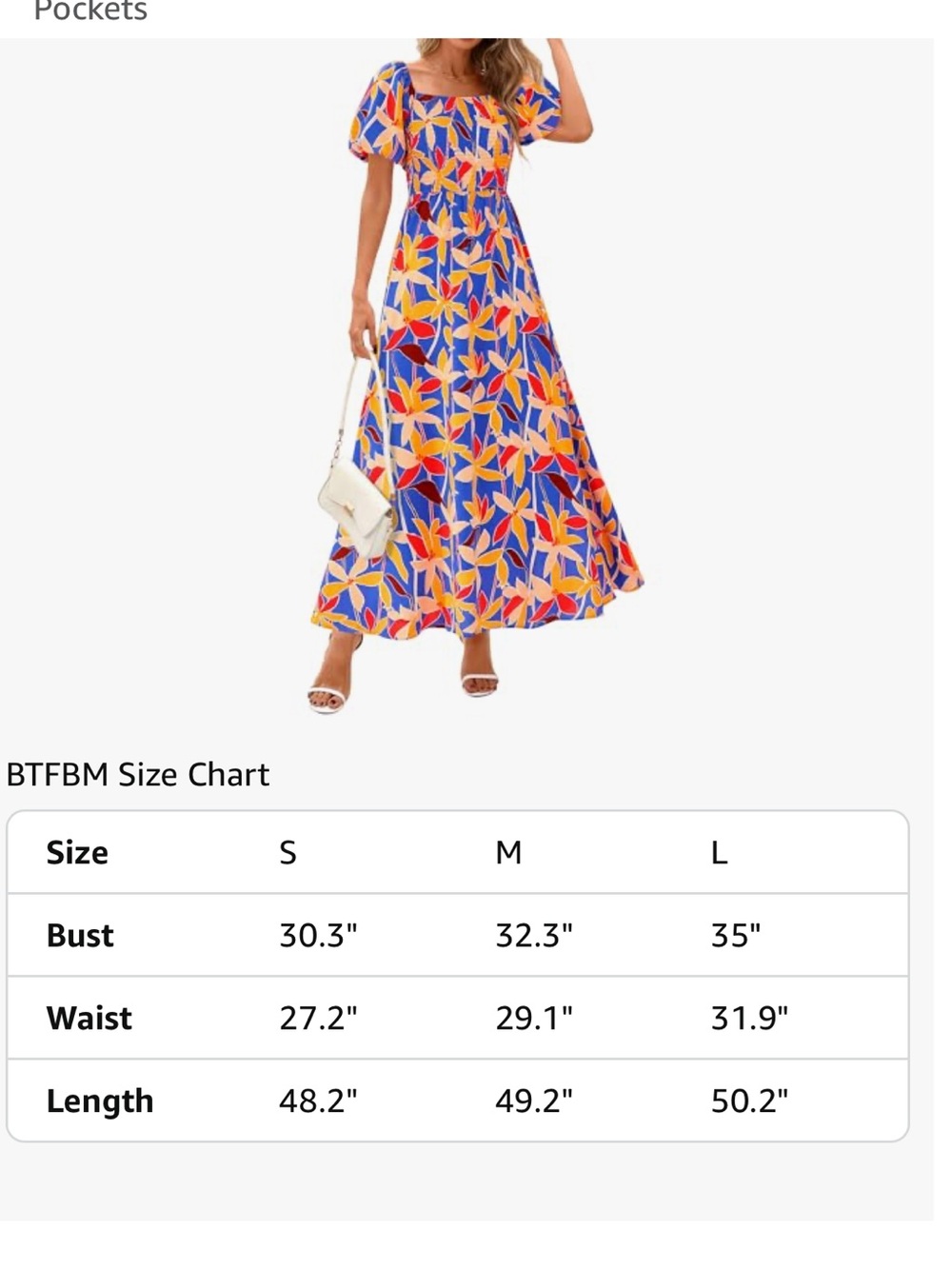 Floral Blue Maxi Dress with Puff Sleeves - Picture 4 of 5